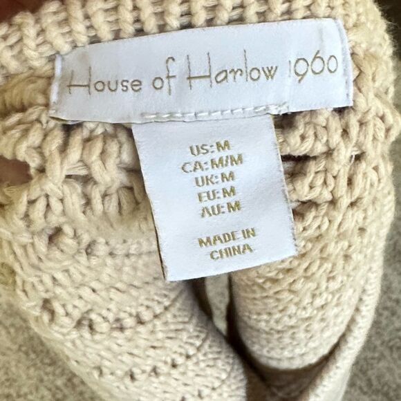 House of Harlow 1960’s Tan Knit Cardigan Sweater Vest M - Picture 4 of 4